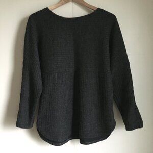 Max Studio Grey Knit Tie Up Ruched Sleeve Sweater